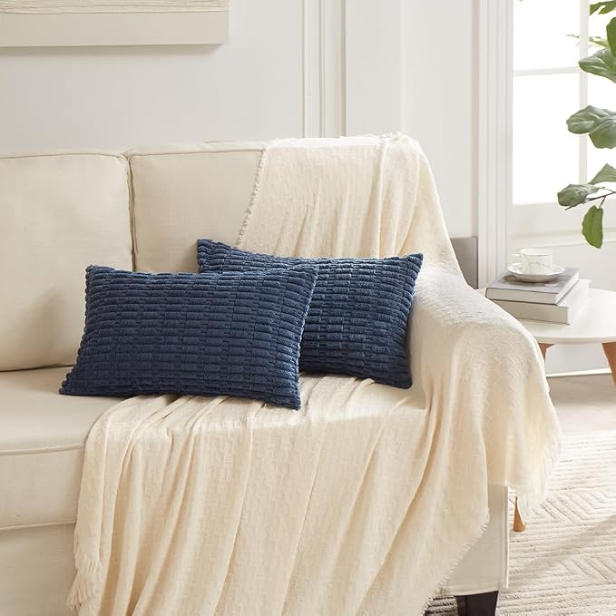 Fancy Homi 4 Packs Decorative Throw Pillow Covers for Living Room Couch Bed, Modern Farmhouse Boho Home Décor Accent Cushion Case, 24" x 16", Dusty Blue