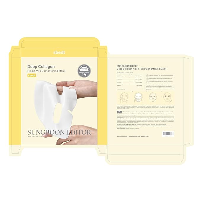 SUNGBOON EDITOR Deep Collagen Niacin-Vita C Overnight Mask | Brightening & Wrinkle Care Mask | 2,160,000PPB Collagen + Niacinamide + Vita C | Korean Skincare, 4ea | Valentines Day Gifts for Woman