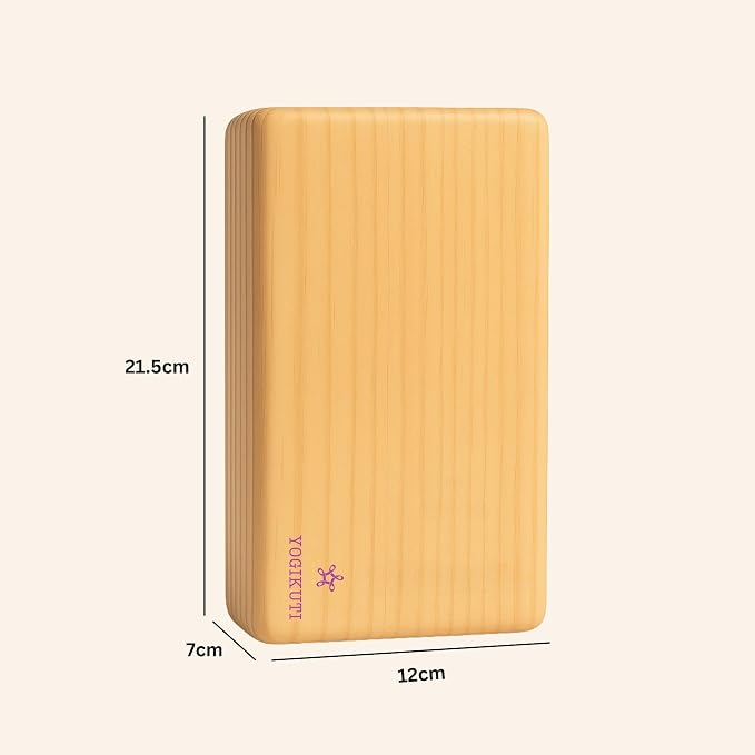 Yogikuti Solid Wooden Yoga Blocks Set of 2 | Premium Pine Wood Iyengar Yoga Blocks | Solid, Durable & Smooth Rounded Edges | Wooden Yoga Props for Stretching, Balance, Alignment & Home Studio Practice