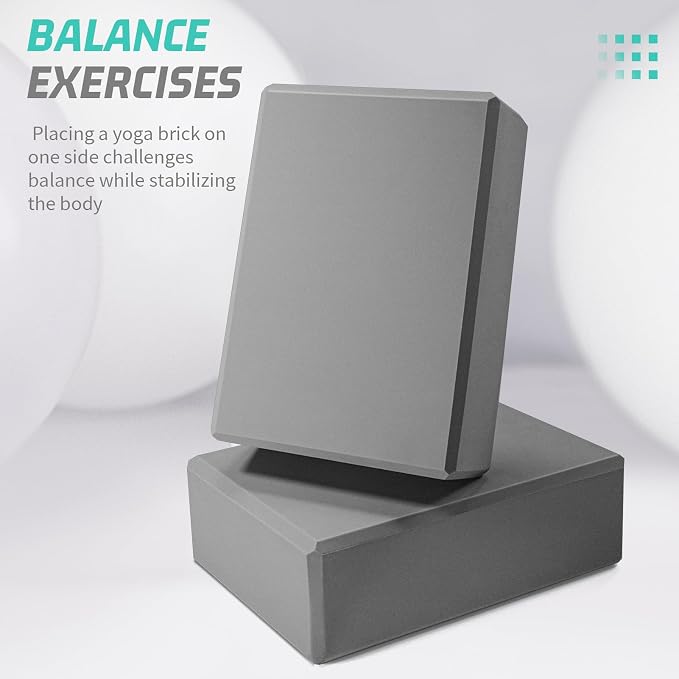 Yoga Blocks 4 Pack - Premium 3x6x9 IN EVA Foam Bricks for Pilates Workout, Stretching, Meditation | Non-slip and Lightweight Yoga Bricks for Flexibility, Balance, Spine Strength