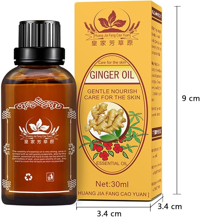 100% Pure Natural Ginger Massage Oil, 2 Pcs | SPA Massage Oils,Repelling Cold and Relaxing Active Oil,Natural Ginger Oil for Skin(30ML/Bottle)
