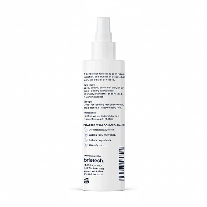 Briotech Baby Skin Love Spray | Gentle Hypochlorous Acid Mist for Soothing, Calming & Cleansing Delicate Skin | Pediatrician-Approved, Added Fragrance-Free | 4 oz