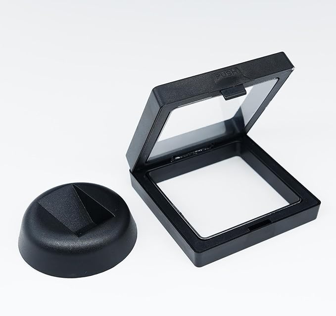 10Pcs Coin Holder Challenge Coin Display Stand, Black 3D Floating Display Case for AA Coin Medallions Jewelry Rock Gem Arrowhead Collecting and Display (2.75×2.75×0.8 inches)