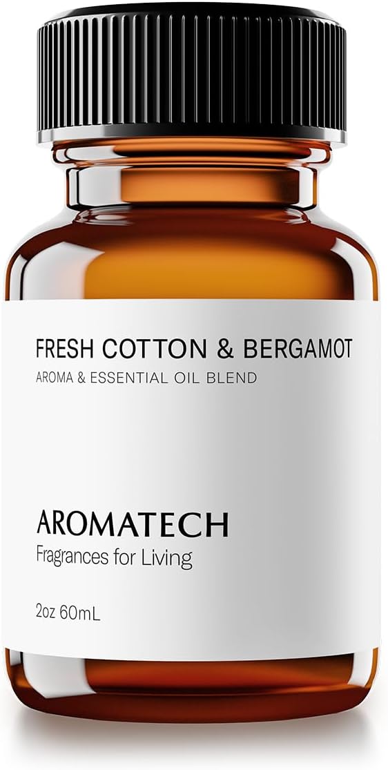 AromaTech Fresh Cotton and Bergamot Essential Oil Blend: Luxury Hotel Inspired Aromatherapy with Bergamot, Fresh Cotton & Sandalwood for Ultrasonic Diffusers & Nebulizers (60 mL)