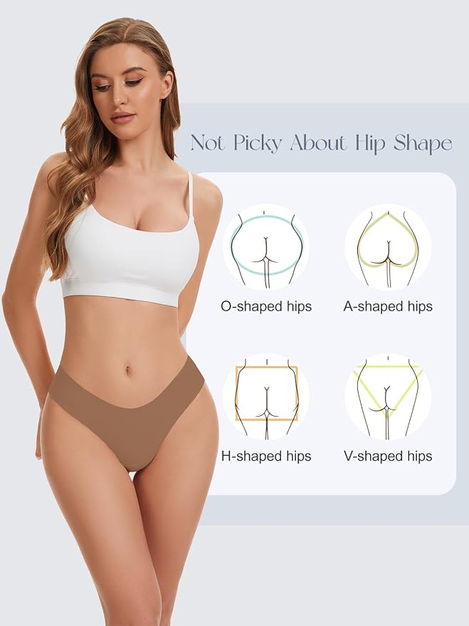 OVRUNS Camel Toe Underwear for Women Low Waist Camel Toe Thong Seamless Workout Cameltoe Proof Concealer Panties 3 Pack