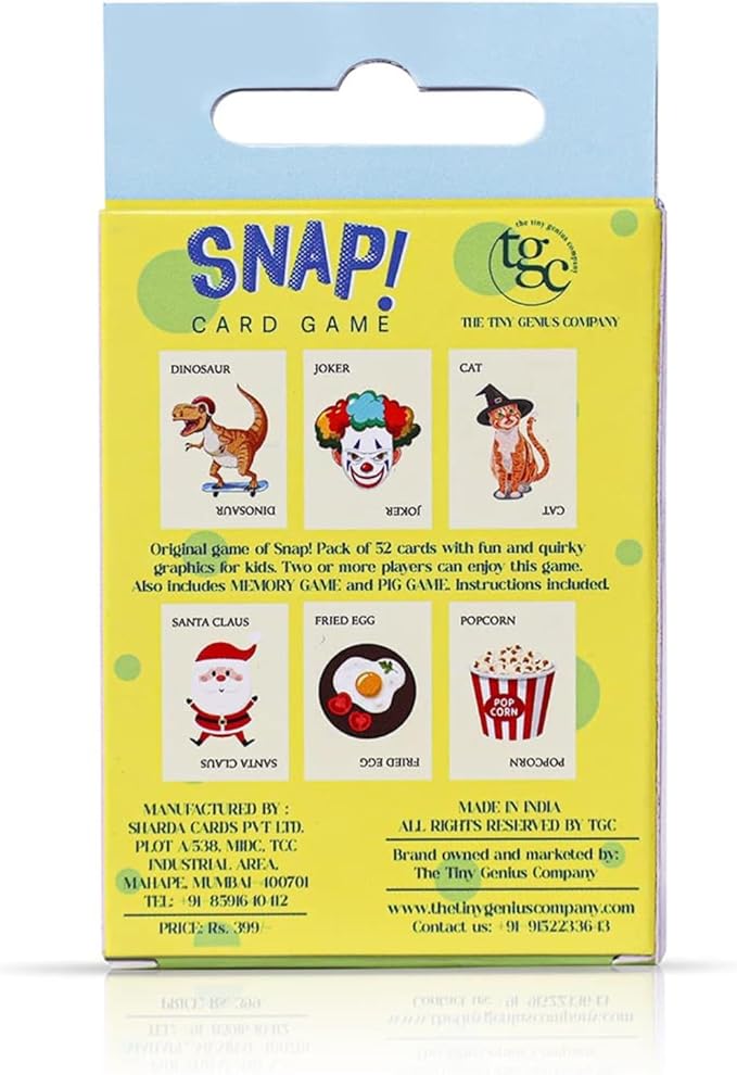 3-in-1 Snap Card Games for Kids | 52 Cards with 4 Jokers | Memory, Matching & Brain Games | Educational Preschool Learning for Toddlers & Kids 2-6 | Family Travel Game