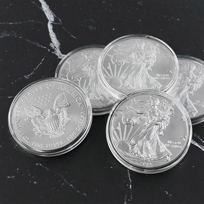 OnFireGuy 20pcs 40.6mm Direct Fit “H40” Coin Capsules & Capsule Tube with Black Cap Lid for 1oz Silver Eagles | Capsules & Storage Tube for 1oz Silver Eagle, Kangaroo, Libertad
