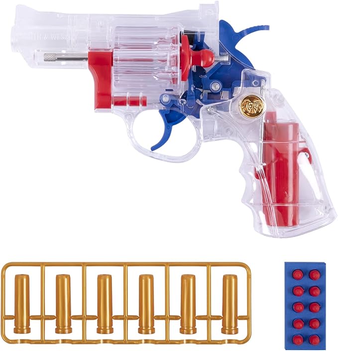 Clear Housing Toy Revolver Foam Blaster with Elite Soft Foam Darts for Nerf Guns Toys Gun Set for Kids Ages 5 6 7 8 Short