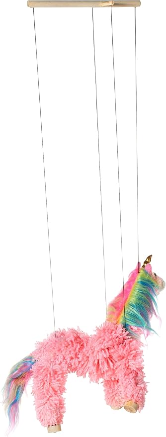 Artisan Owl Yarn and Plush Pink Unicorn Marionette Puppet - Wooden Feet and Detachable Strings, Styles Vary (Pink)