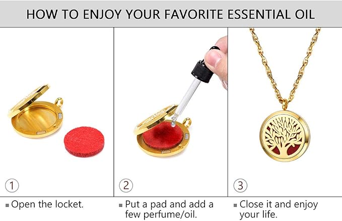 PROSTEEL Diffuser Necklace Perfume Locket Tree of Life Aromatherapy Womens Jewelry