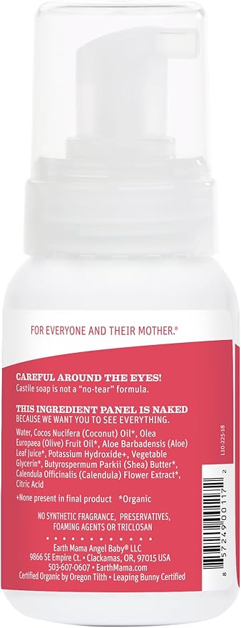 Earth Mama Simply Non-Scents Baby Wash Foaming Hand Soap, Organic All--Purpose Fragrance Free Body Wash for Sensitive Skin, Castile Soap with Coconut Oil, Shea Butter, Calendula, & Aloe, 5.3 fl oz
