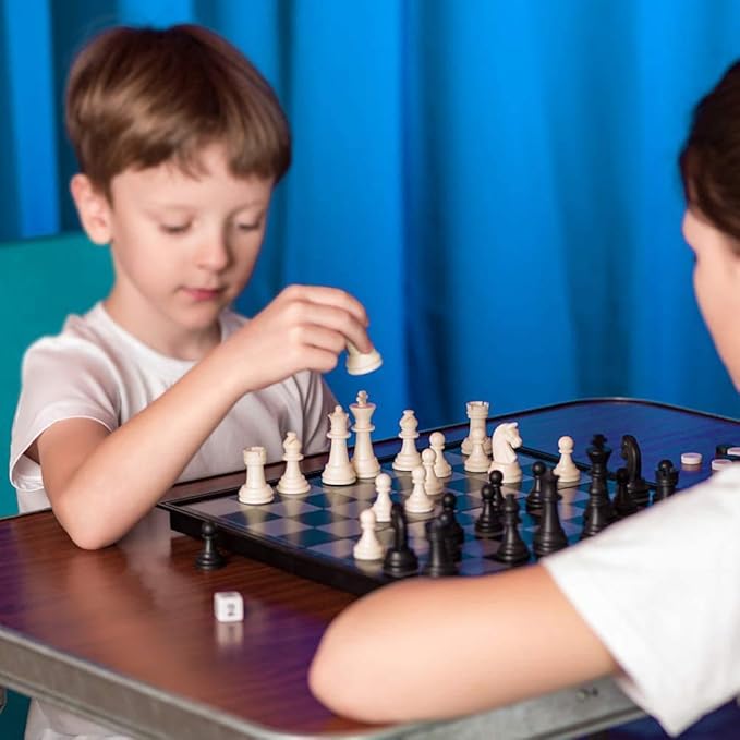 Travel Chess Set, 10 inch Magnetic Chess Board with 2 Extra Queen Portable Folding Board Chess Games for Kids, Adults