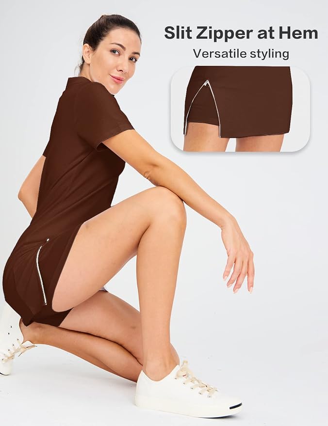 Hiverlay Tennis Dress Golf Dresses for Women with Built in Shorts | Polo Dress, Golf Outfit, 2 Pockets, UPF 50+ Pickball Hiking Workout Active Athletic Dresses,Summer Gym