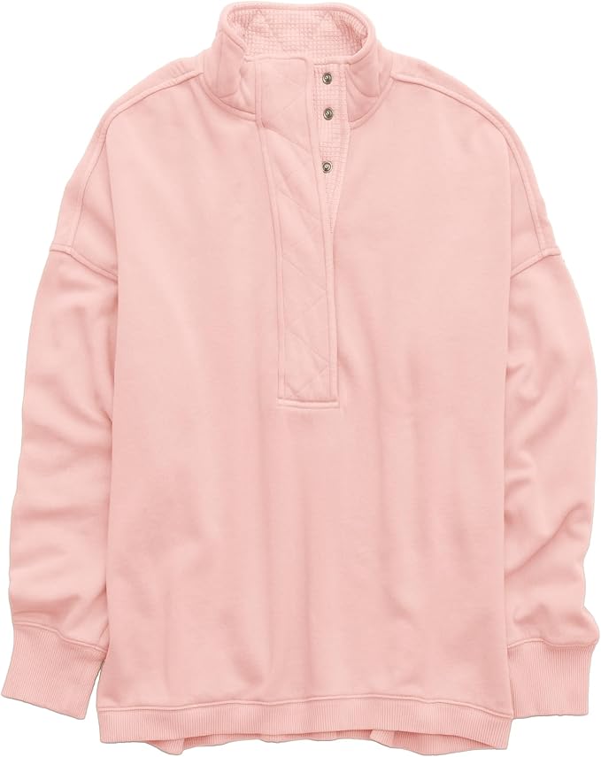 Gacaky Sweatshirt for Women Oversized Casual Long Sleeve Button Henley Neck Pullover Tops Fashion Outfits Clothes