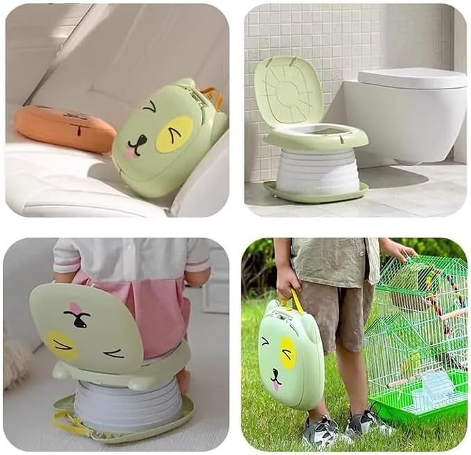 Collapsible Toilet, Toddler Travel Portable Potty, Toddler Training Seat with Carrying Handle, Girls and Boys Portable Potty