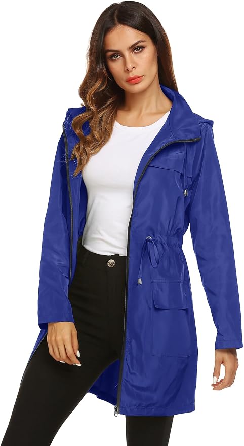 Lomon Women Waterproof Lightweight Rain Jacket Active Outdoor Hooded Raincoat