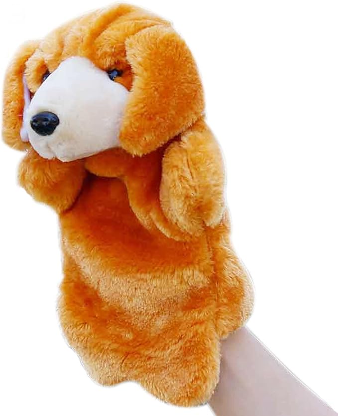 Plush Puppets Dog Puppy Stuffed Animal Toys for Imaginative Pretend Play Storytelling (Brown)