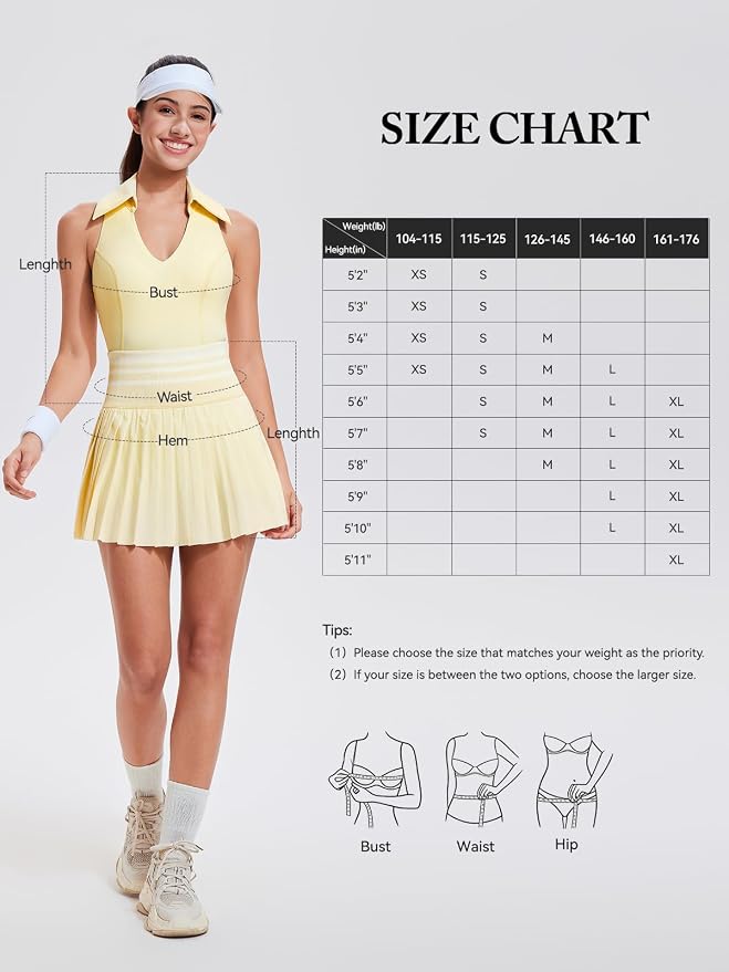 Women 2 Piece Tennis Skirt Set Polo Golf Outfits Racerback Tank Top Pleated Skort with Pockets Summer Workout Athletic Dress