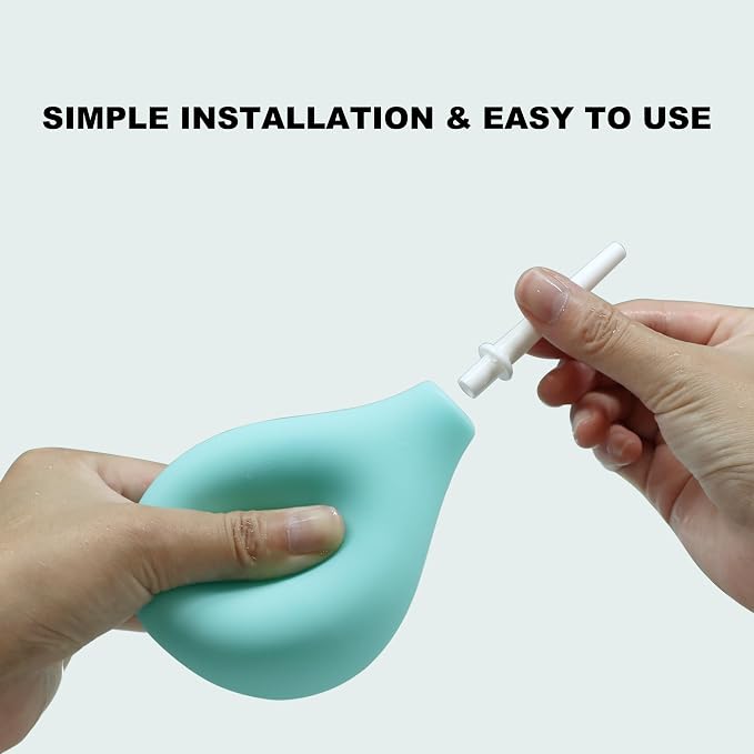 TopQuaFocus 8oz Enema Bulb Kit Anal and Vaginal Douche Bulb for Men Flushing System Enemas Silicone Bulb 4 Replaceable Tips (Green, 224ml)