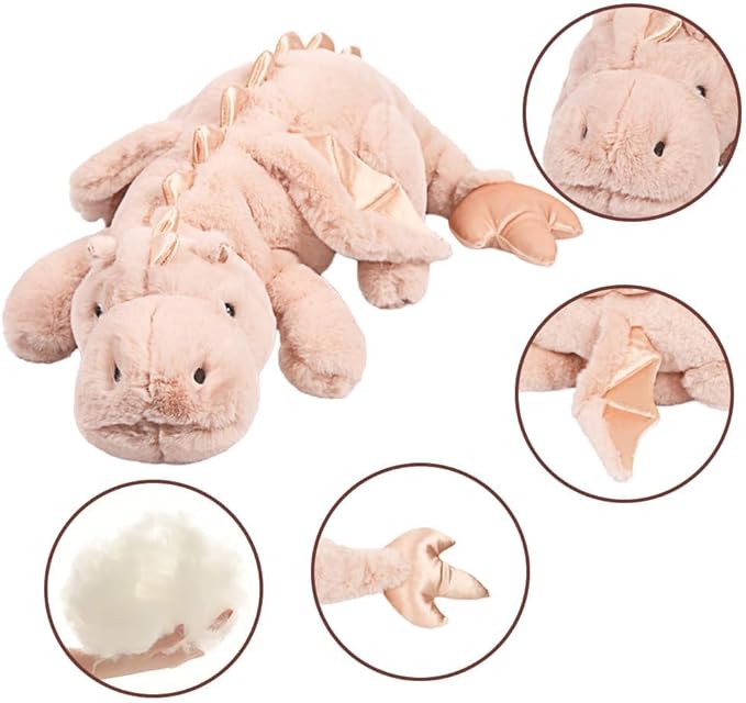 ARELUX Giant 52in 3Lb Big Pink Dragon Large Stuffed Animals Cute Plush Toy Fuzzy Jumbo Dinosaur Pillow Plushies with Wings Cuddly Soft Green Pterosaur Plushie for Friends Family Member