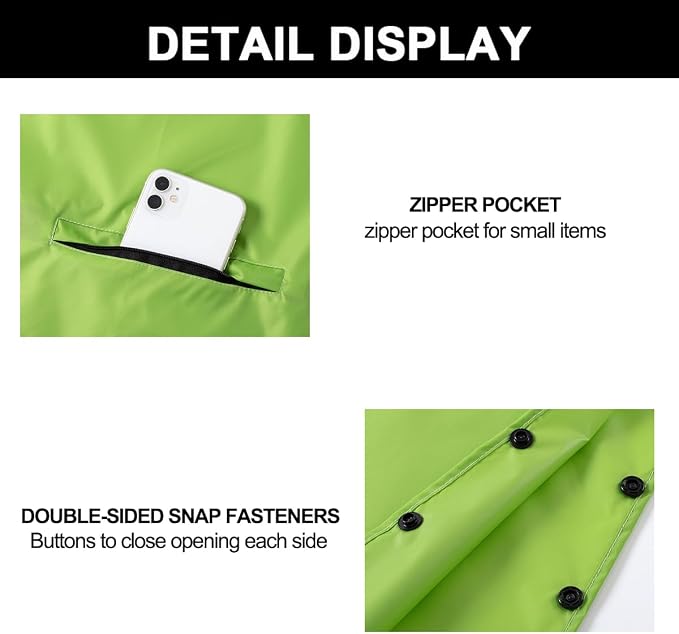 Fashion Hooded Rain Poncho Waterproof Raincoat Jacket with pocket for Women/Men/Adult