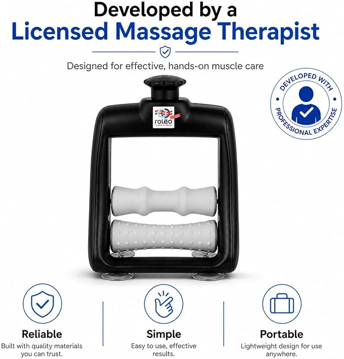 Roleo Arm and Hand Massager Forearm, Hand, and Wrist Massager; Arm Roller; Portable. Firm Forearm Massage for Hand and Wrist Wellness. Invented by a LIC. Massage Therapist.