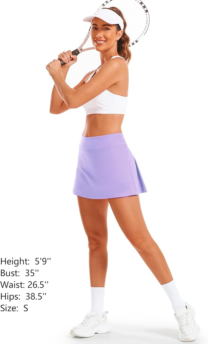 Stelle Women Tennis Skirt High Waisted Athletic Golf Skorts with Pockets | Tummy Control, Built-In Shorts, Deep Pockets, Pleated, Breathable, Lightweight, Tennis, Golf, Pickleball, Running, Workout