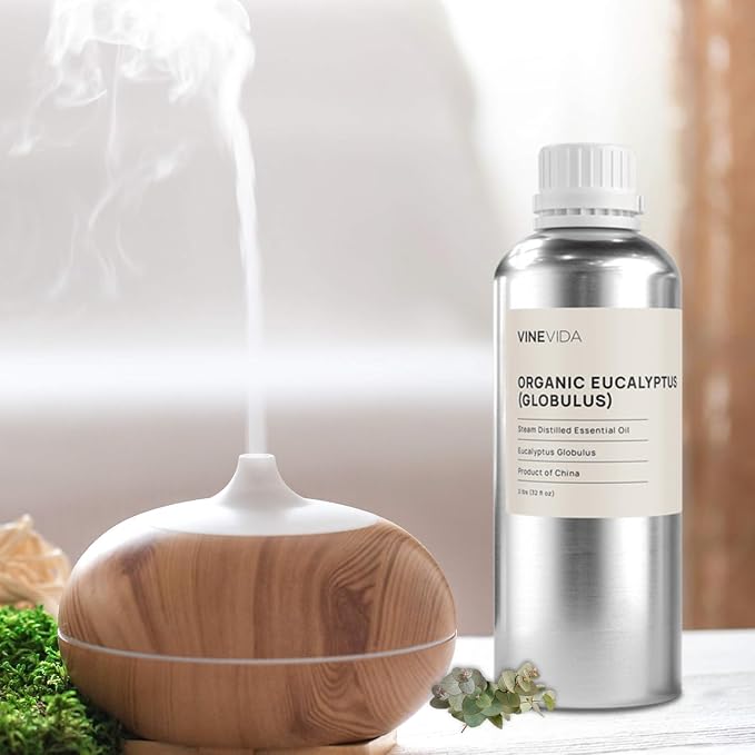 VINEVIDA Organic Eucalyptus Essential Oil 32 oz - Undiluted Candle Scent DIY Scents for Candlemaking Bulk Soap Making