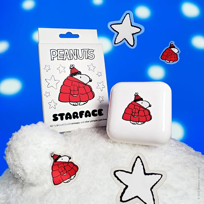 Starface Hydro-Star Pimple Patches + Big Red Snoopy Compact, Absorb Fluid and Reduce Redness, Hydrocolloid, Vegan and Cruelty-Free Skincare (32 Count)