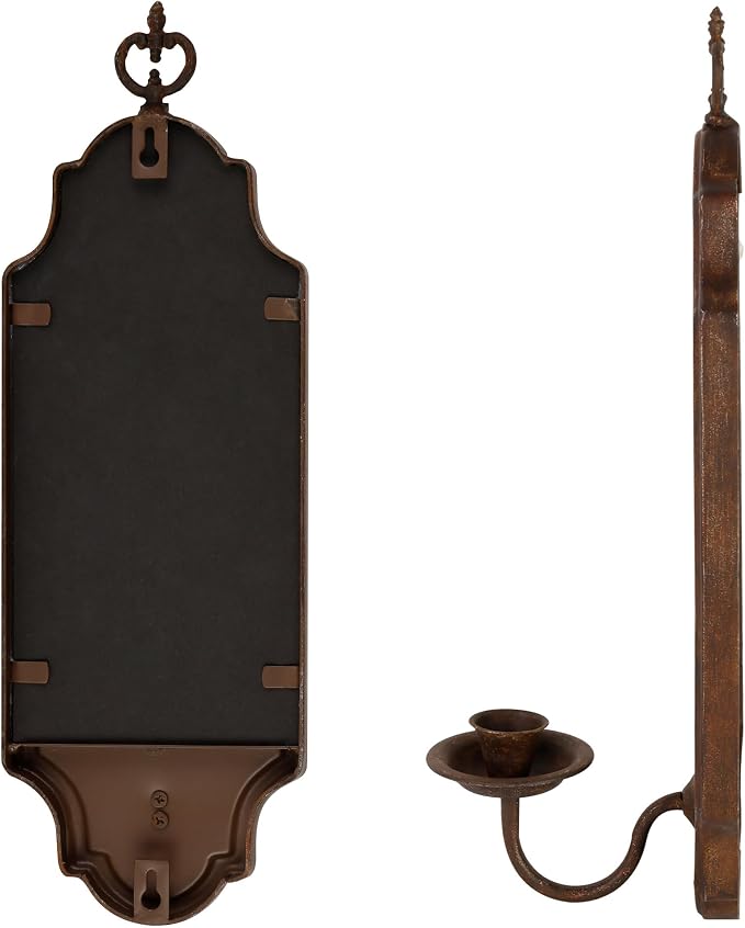 SOFFEE DESIGN Mirrored Wall Candle Holder - Antique Copper Sconce for Taper Candles, Elegant Hanging Decor