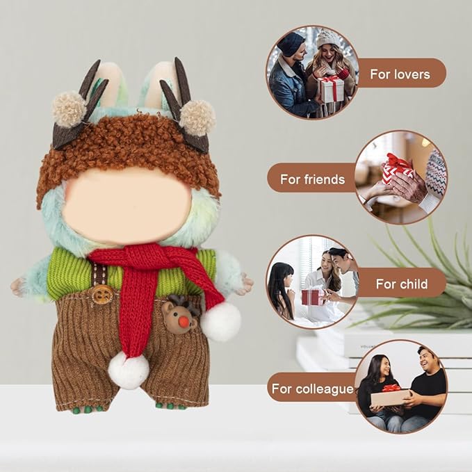 Clothes for 17cm Dolls(NO Doll) Outfit with Accessories Suit Cute Stylish Dress Up Set Milu Deer Christmas