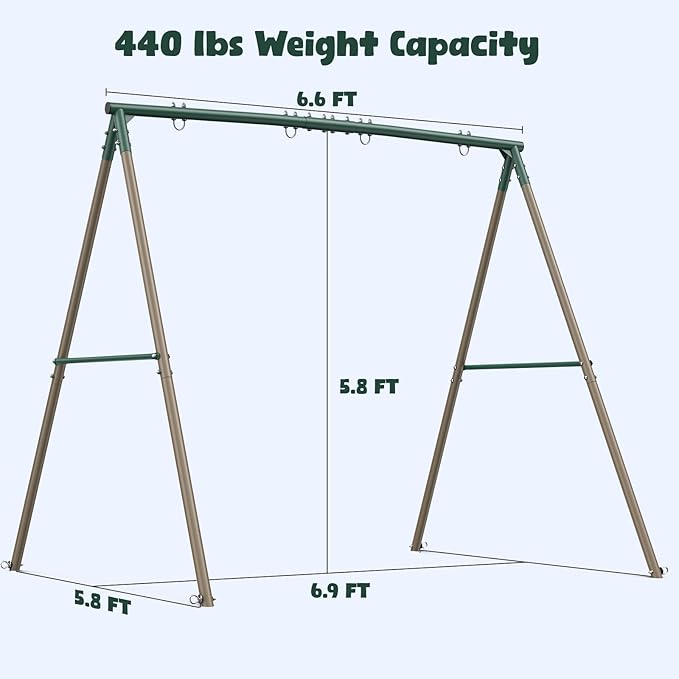 Hapfan Swing Sets for Backyard with 45" Platform Saucer Swing and Belt Swing, 440 lbs Swingset Outdoor for Toddler and Kids 3-8 Backyard