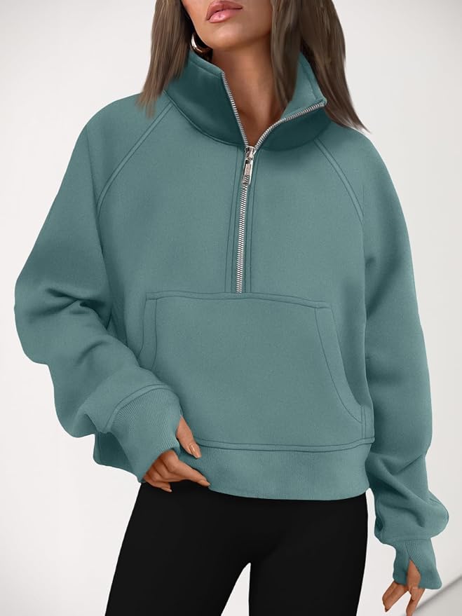 AUTOMET Womens Sweatshirts Half Zip Fleece Pullover Fall Outfits | Fall Fashion Clothes 2026,Cropped Sweatshirts,Cute Y2k Tops,Quarter Zipper Sweater,Winter Loungwear Outfits