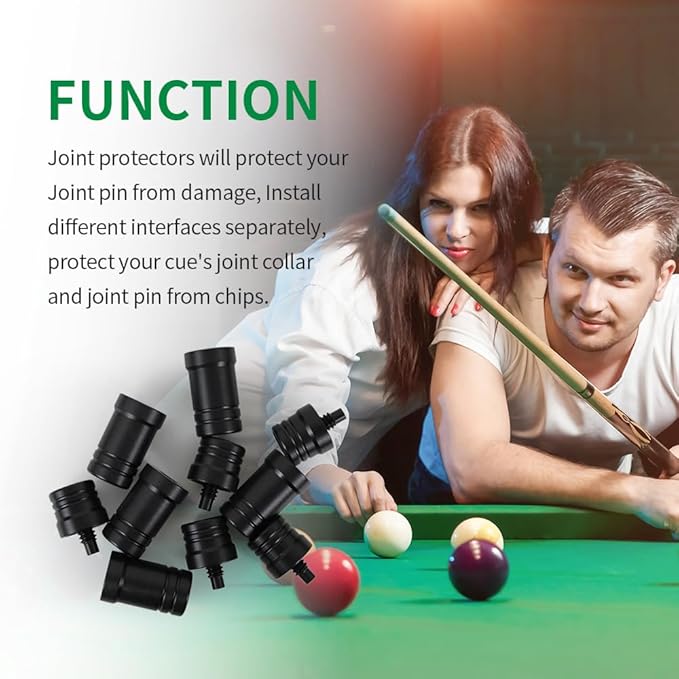 3 Pair Billiard Stick Joint Protectors, 5/16" x 3/4/8/9//10/11/14/18, Pool Cue Stick Protectors Threaded Joint Protectors Plastic Billiards Equipment