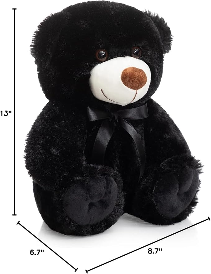 Super Color Teddy Bear Stuffed Animals Plush Toy for Children Girlfriend Family Congratulations Baby Shower Birthday Black 14 inch
