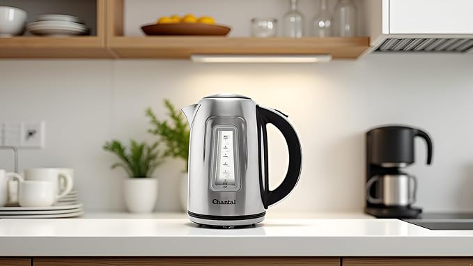 Chantal 1.8 QT Jupiter Electric Kettle, Stainless Steel, Silver