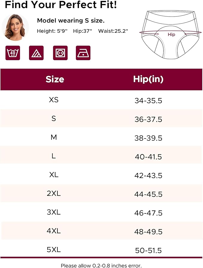 INNERSY Period Underwear for Women High Waisted Leak-Proof Postpartum Menstrual Panties 3-Pack