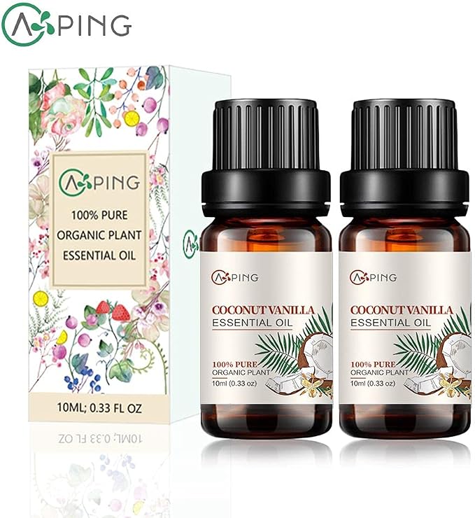 2-Pack CoconutVanilla Essential Oil - 100% Pure Organic Natural Plant CoconutVanilla Oil for Diffuser, Aroma, Spa, Massage, Yoga, Perfume, 2x10ML