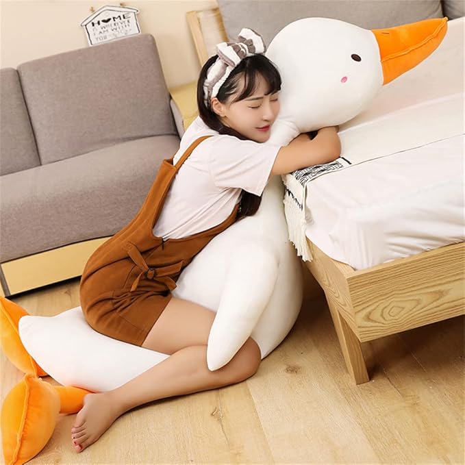 kewo Duck Plush Pillow Stuffed Animal Toy, Cute Giant Goose Plush Duck Stuffed Animal,Super Soft Hugging Pillow for Kids Bedding (White,43.3 in)…