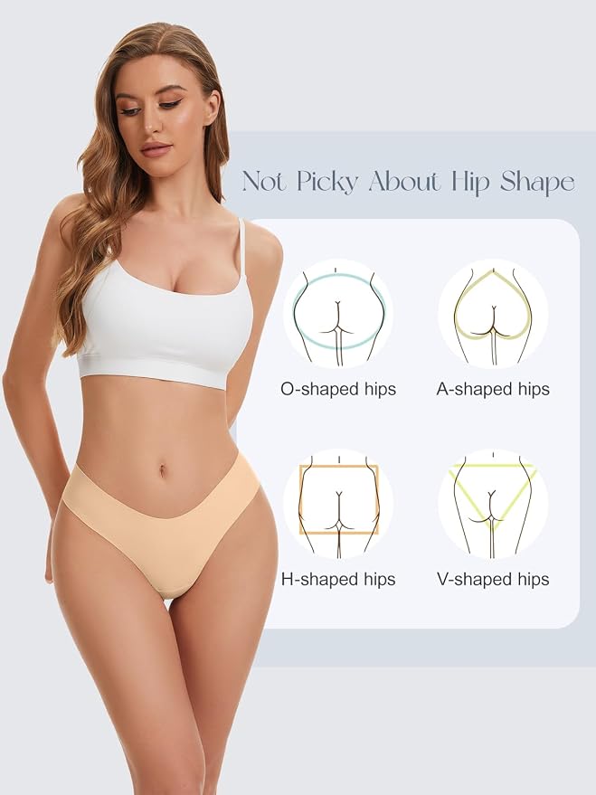 OVRUNS Camel Toe Underwear for Women Low Waist Camel Toe Thong Seamless Workout Cameltoe Proof Concealer Panties 3 Pack