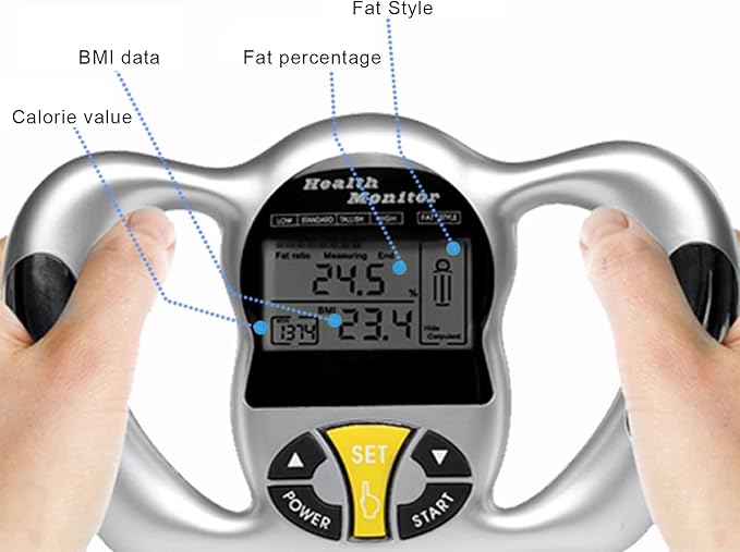 Handheld Body Fat Tester, Portable Body Fat Measurement Device BMI Meter with LCD Screen, Digital Health Handheld Body Fat Measuring Instrument, Tracks Body Health, for Women Men