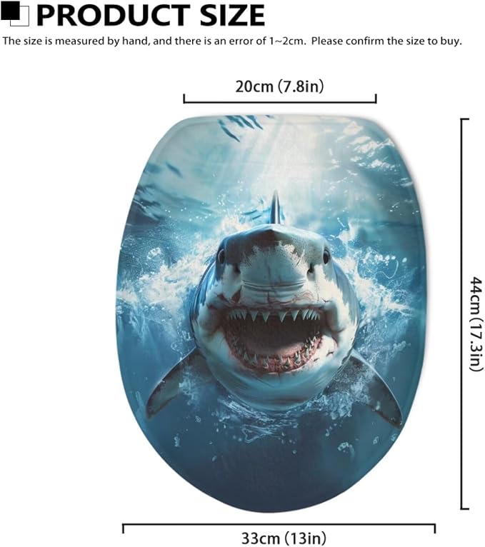 Ocean Toilet Cover Seat Shark Oblong Toilet Seat Cover Fuzzy Toilet Seat Cover Soft Toilet Seat Cover Bathroom Decoration