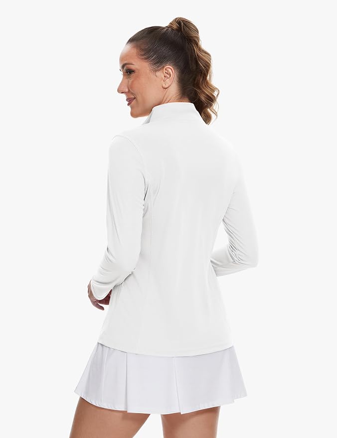 TACVASEN Women's Quarter Zip Pullover Golf Shirts UPF 50+ Long Sleeve Sun Shirts UV Protection Workout Tops