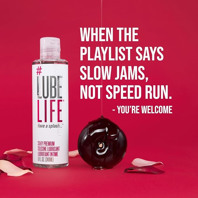 LUBELIFE Silky Premium Silicone Lubricant, Extra Cushiony, Silky Smooth, Luxe Formula for Women, Men, and Couples, Unscented, Non-Sticky and Water-Resistant, 8oz