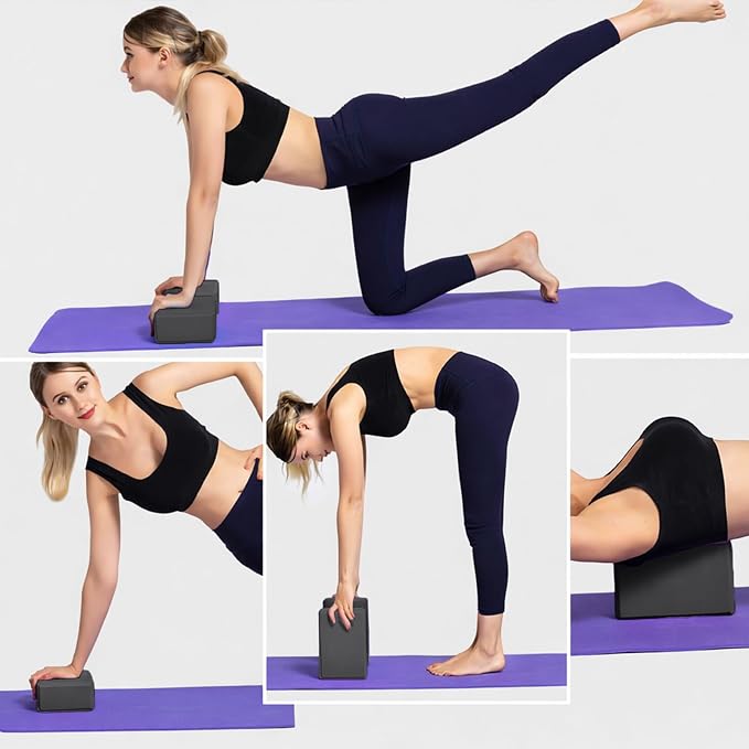 GOGO Yoga Blocks Bulk Gym Block Black, Exercise Workout Fitness Bricks Non-Slip for Meditation Physical Therapy