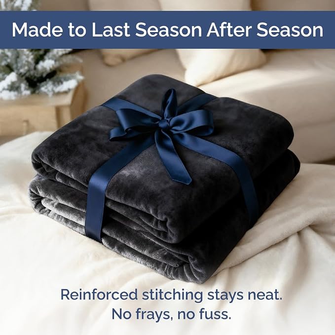 Ultra Soft Fleece Throw Blanket - College Dorm Room Essentials - Black | Flannel Fleece, Thick, Warm & Breathable, All Season Cozy, Anti-Static, Microplush, Lightweight for Couch, Bed & Dorm Bedding