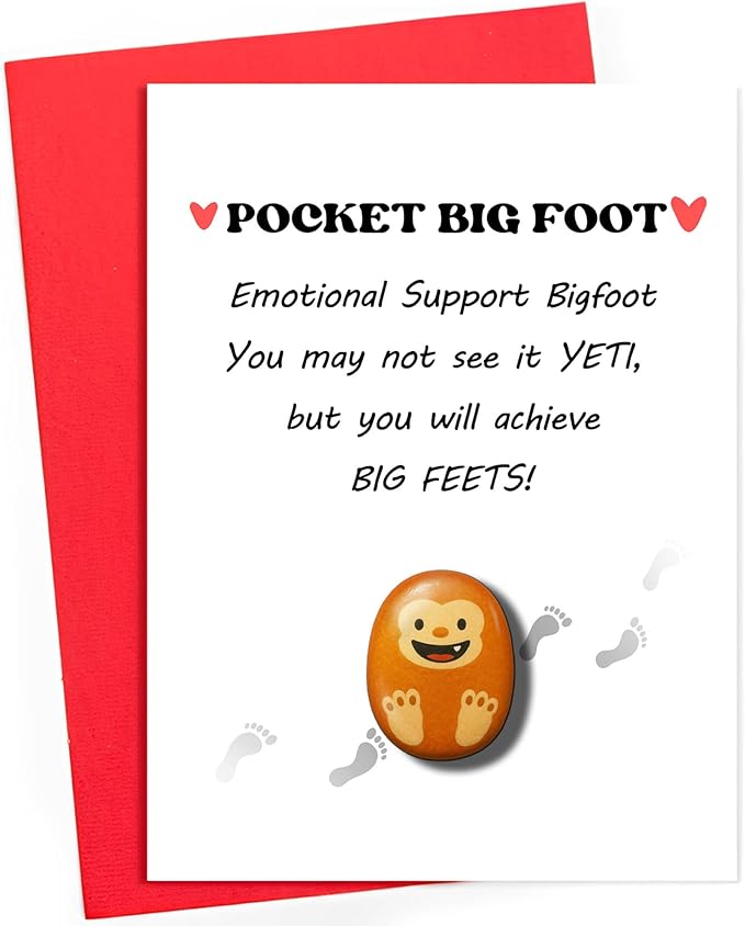 Pocket Bigfoot Pebble – Emotional Support Pocket Hug Gift – Reeses Gift Idea, Accessories & Decor – Funny Encouragement Stone for Anxiety Relief, Friends, Coworkers, Teens, Boyfriend, Girlfriend, Couples (Big foot Hug)