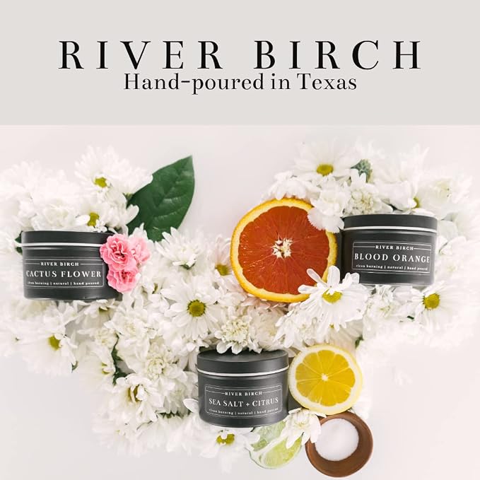 River Birch Candles Blood Orange Scented Candle | Premium, All-Natural, Non-Toxic, Soy Candles | 8 oz. Black Matte Tin Travel Candle