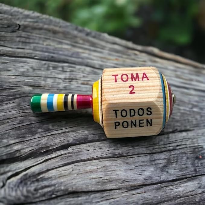 Toma Todo Pirinola – Mexican Spinning Top Drinking Game – Wooden Pirinola for Parties, Cinco de Mayo, Adult Game Night (Small)