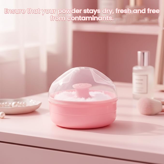 UTENEW Cosmetic Tool Baby Soft Face Body Powder Puff Sponge Box Container Case (Pink)